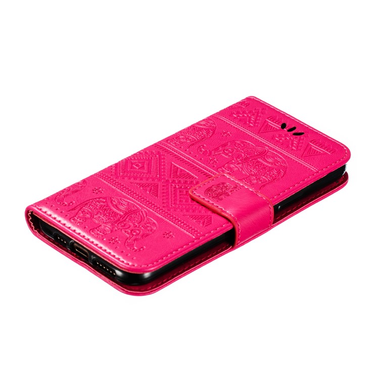 Imprint Elephant Leather Phone Shell for iPhone (2019) 5.8 inch - Rose-5