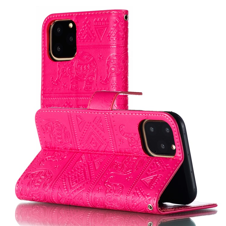 Imprint Elephant Leather Phone Shell for iPhone (2019) 5.8 inch - Rose-7