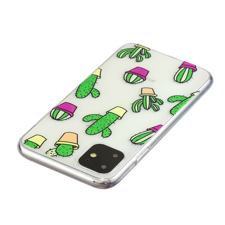 Pattern Printing Clear Soft TPU Phone Cover for iPhone (2019) 5.8-inch - Cactus-5