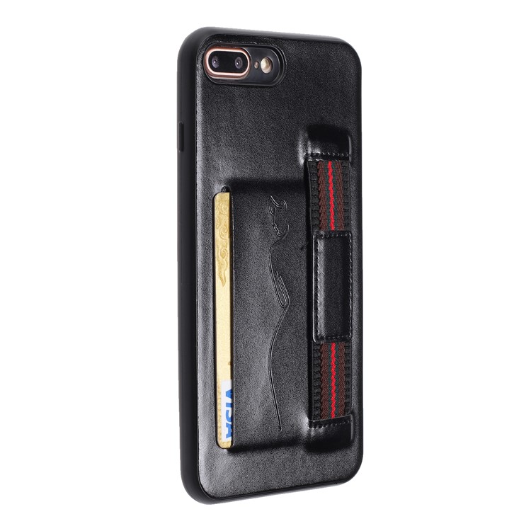 Tarjetero De Cuero PU + Funda De Teléfono TPU Con Correa Para Iphone 7 Plus / 8 Plus - Negro-3