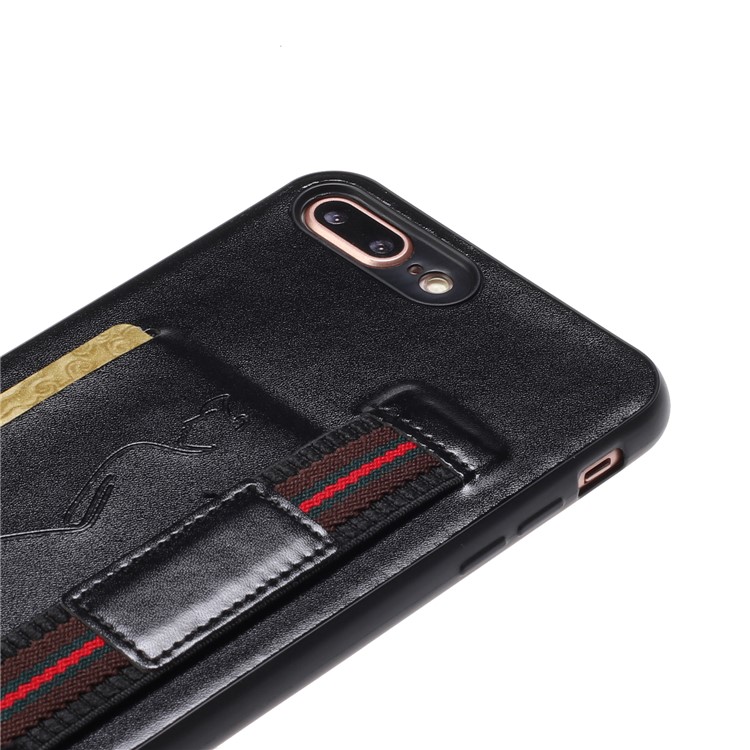 Tarjetero De Cuero PU + Funda De Teléfono TPU Con Correa Para Iphone 7 Plus / 8 Plus - Negro-4