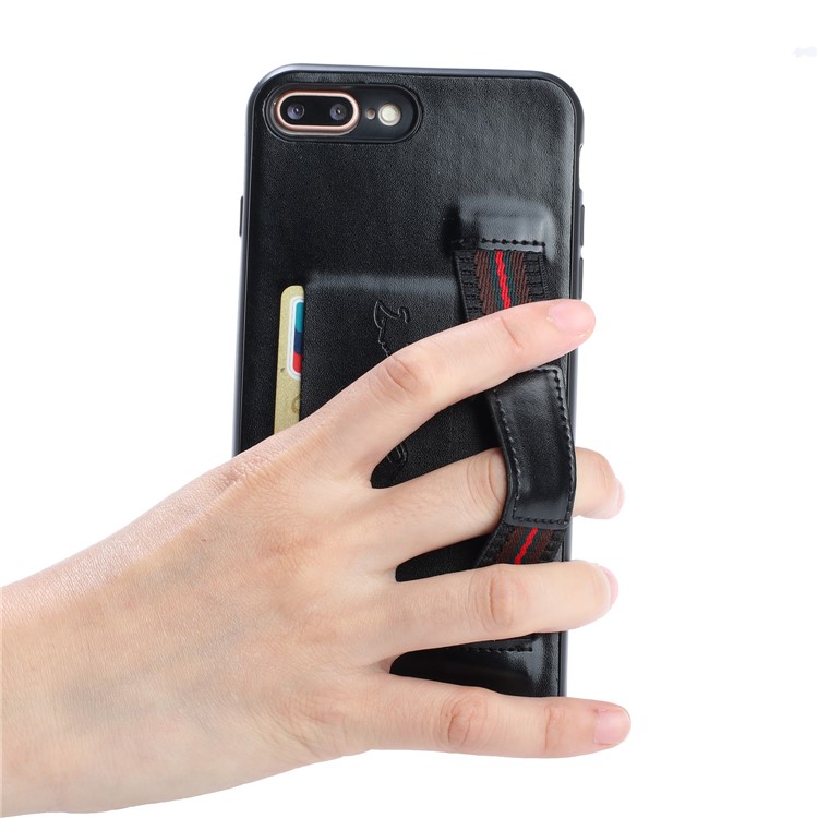 Tarjetero De Cuero PU + Funda De Teléfono TPU Con Correa Para Iphone 7 Plus / 8 Plus - Negro-7