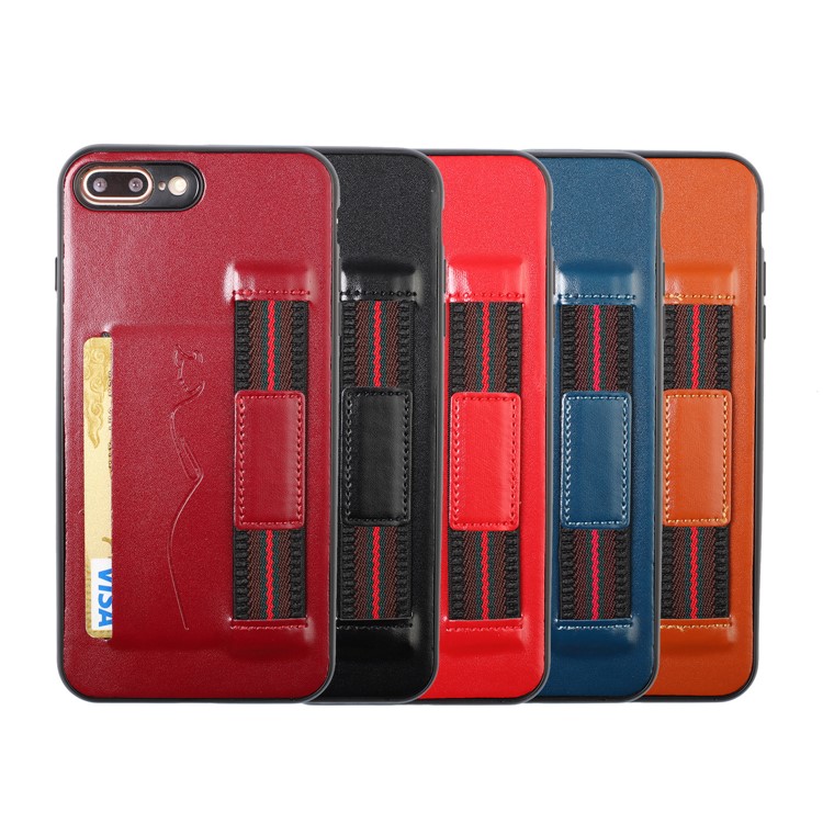 Tarjetero De Cuero PU + Funda De Teléfono TPU Con Correa Para Iphone 7 Plus / 8 Plus - Negro-8