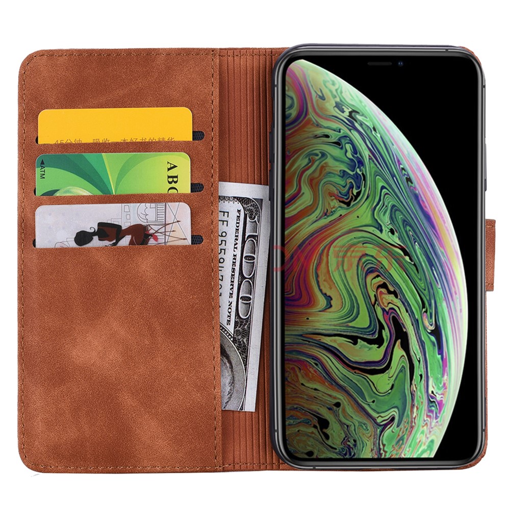 Imprint Mandala Flower Stand Wallet Leather Case Shell Cover for iPhone (2019) 6.1-inch - Brown-12