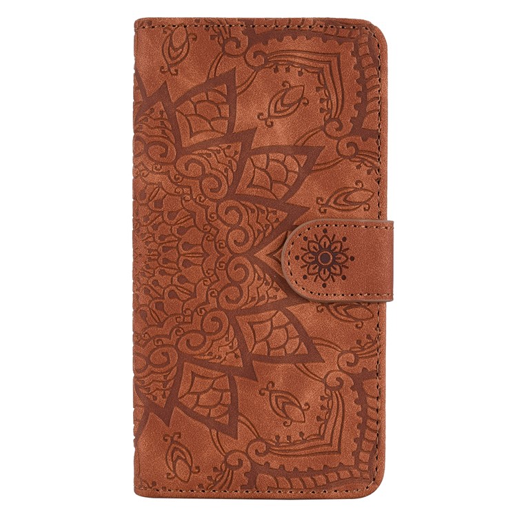 Imprint Flower Magnetic Leather Wallet Phone Case with Stand for iPhone 7/8 4.7 inch - Brown-4