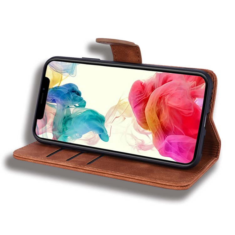 Imprint Flower Leather Wallet Stand Case for iPhone XR 6.1 inch - Brown-11