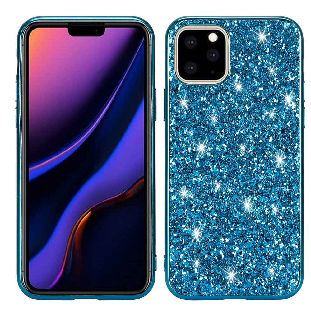 Glittering Sequins Electroplating TPU+PC Phone Shell for iPhone (2019) 5.8-inch - Cyan-1