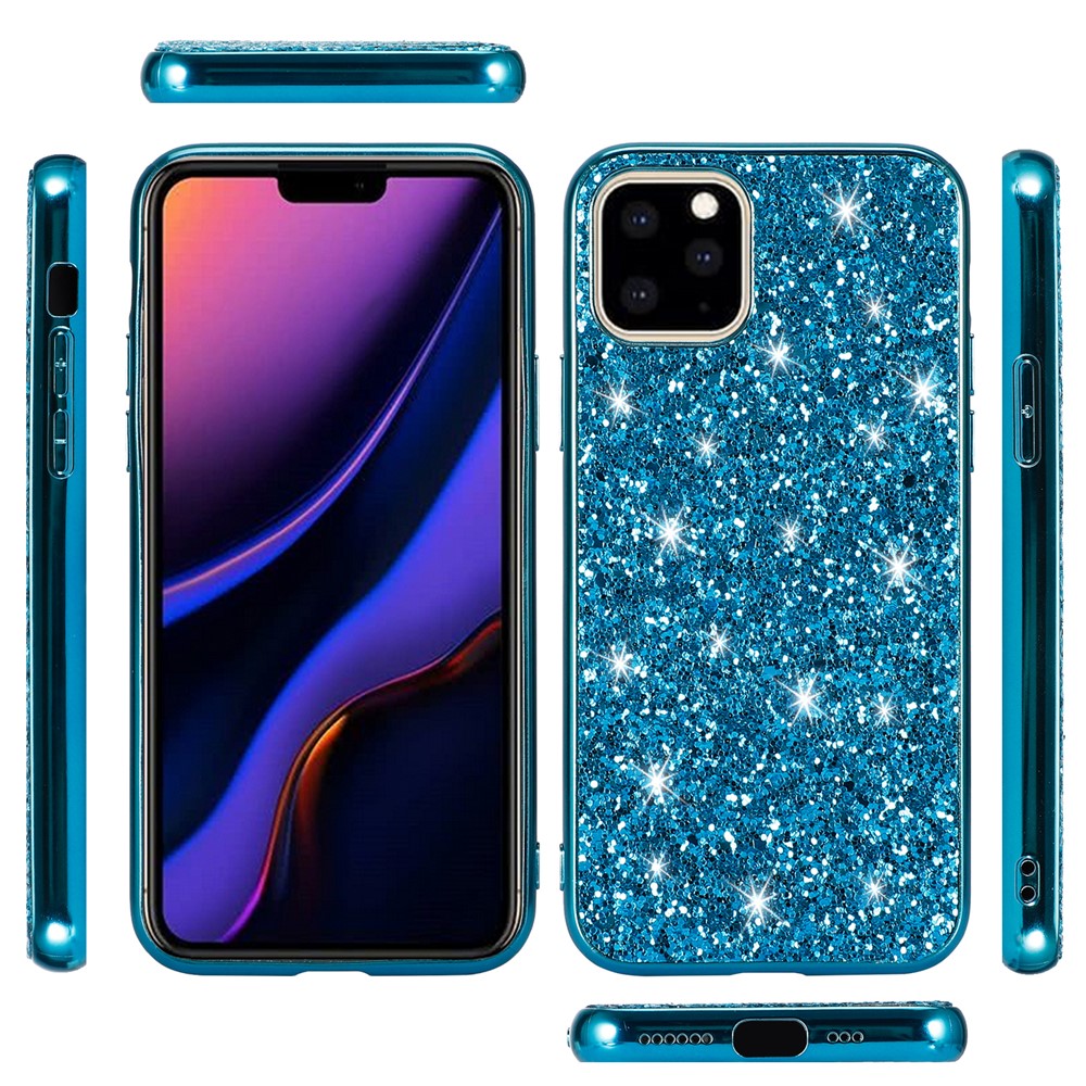 Glittering Sequins Electroplating TPU+PC Phone Shell for iPhone (2019) 5.8-inch - Cyan-2