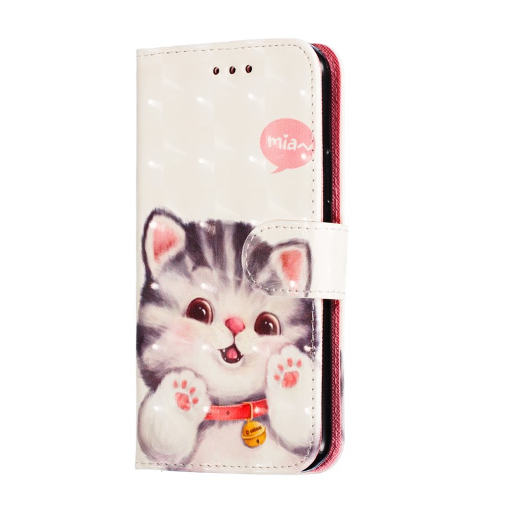 For iPhone (2019) 5.8-inch 3D Printing Leather Wallet Casing Shell - Adorable Cat-4