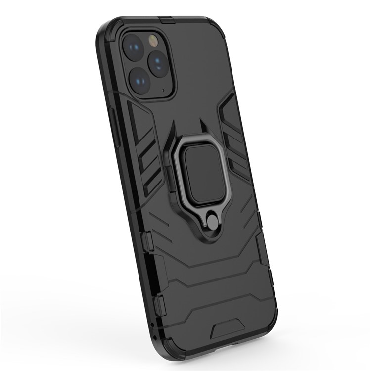 Phone Cover for iPhone (2019) 5.8-inch Finger Ring Kickstand PC + TPU Hybrid Case - Black-6