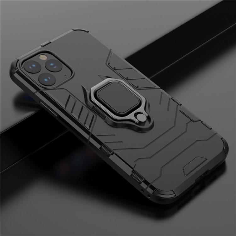 Phone Cover for iPhone (2019) 5.8-inch Finger Ring Kickstand PC + TPU Hybrid Case - Black-9