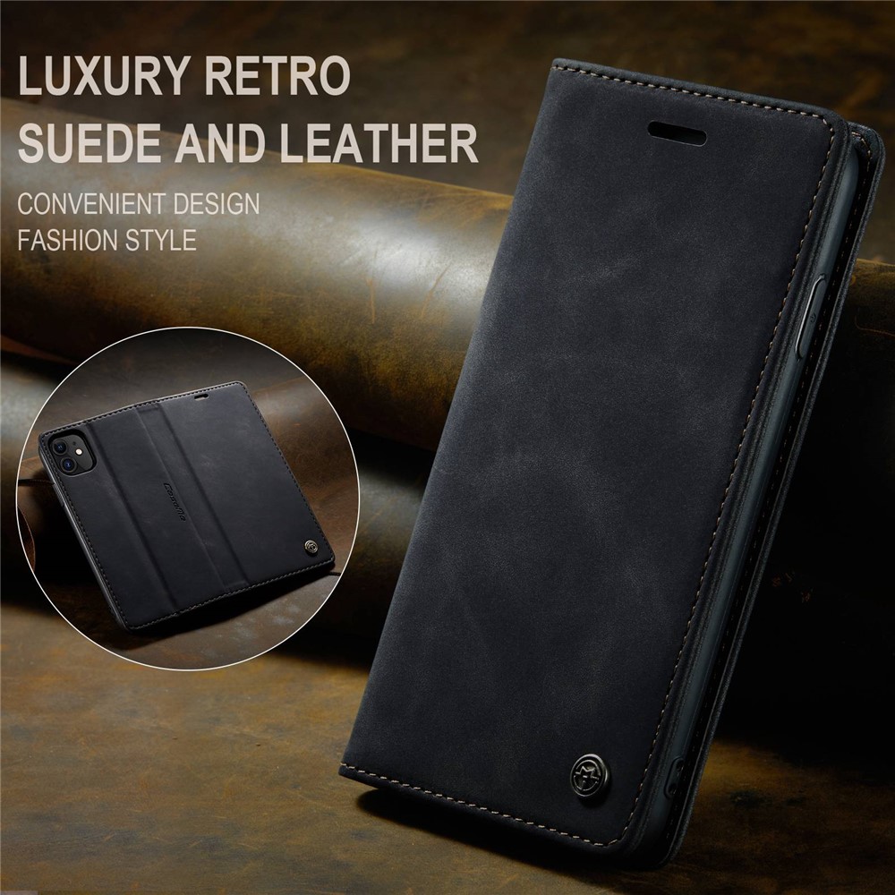 CASEME 013 Series Auto-absorbed Flip Leather Wallet Case for iPhone (2019) 6.1-inch - Black-11