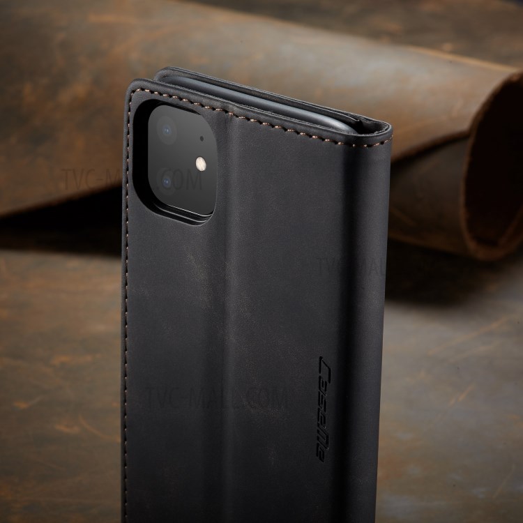 CASEME 013 Series Auto-absorbed Flip Leather Wallet Case for iPhone (2019) 6.1-inch - Black-14