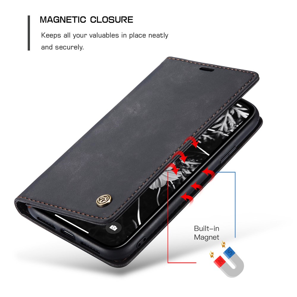 CASEME 013 Series Auto-absorbed Flip Leather Wallet Case for iPhone (2019) 6.1-inch - Black-6