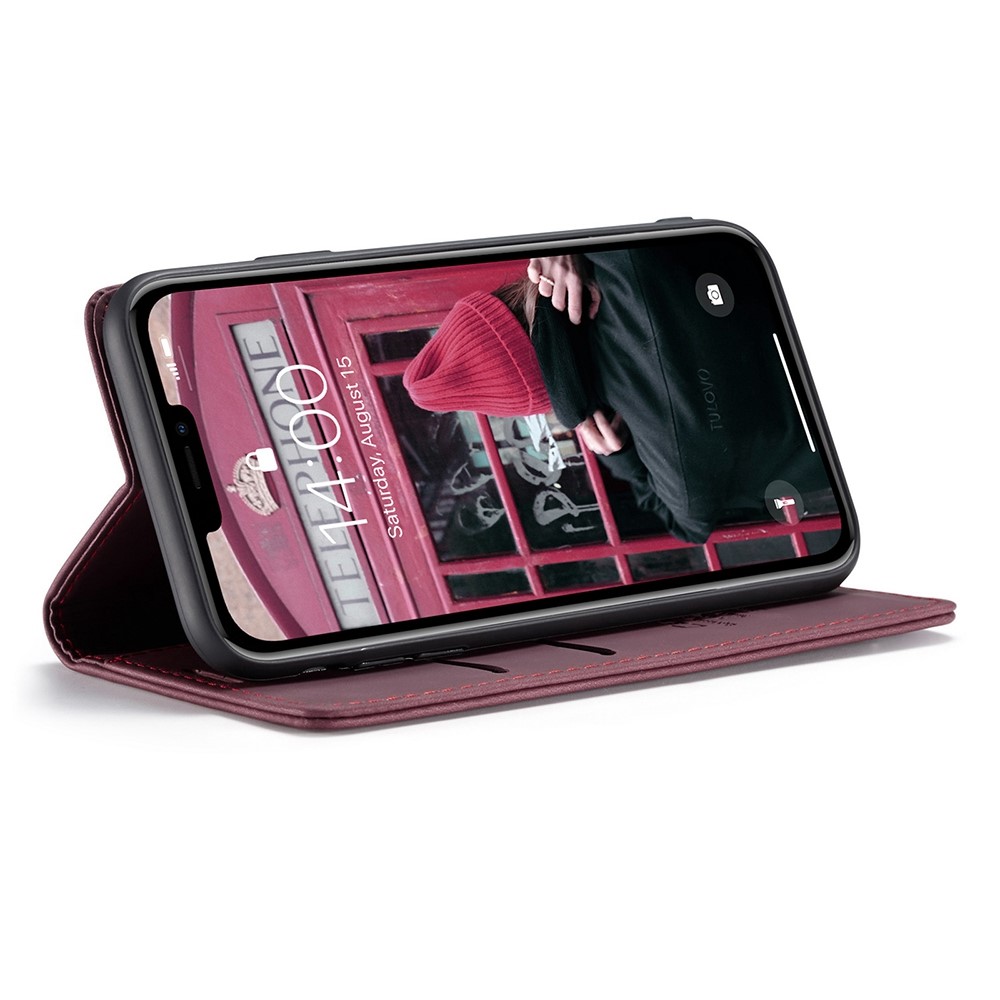 CASEME 013 Series Auto-absorbed Flip Leather Wallet Case for iPhone 11 6.1 inch (2019) - Wine Red-3