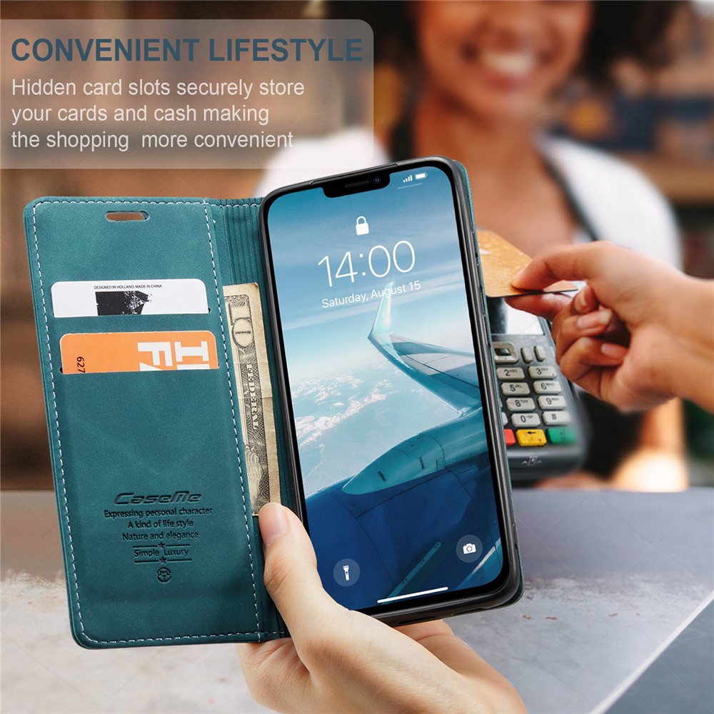 CASEME 013 Serie Brieftasche Aus Leder Mit Automatischer Absorption Für Das IPhone (2019), 6,1 Zoll - Blau-10
