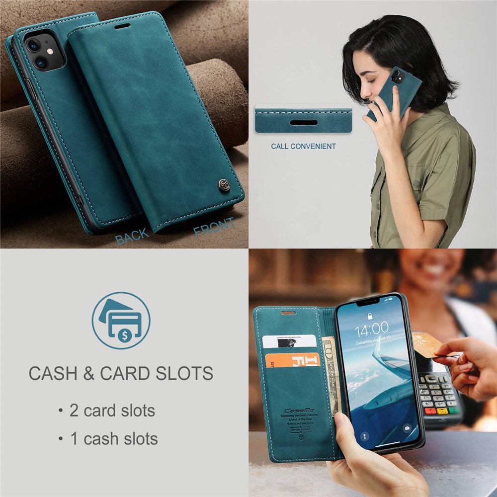 CASEME 013 Serie Brieftasche Aus Leder Mit Automatischer Absorption Für Das IPhone (2019), 6,1 Zoll - Blau-11