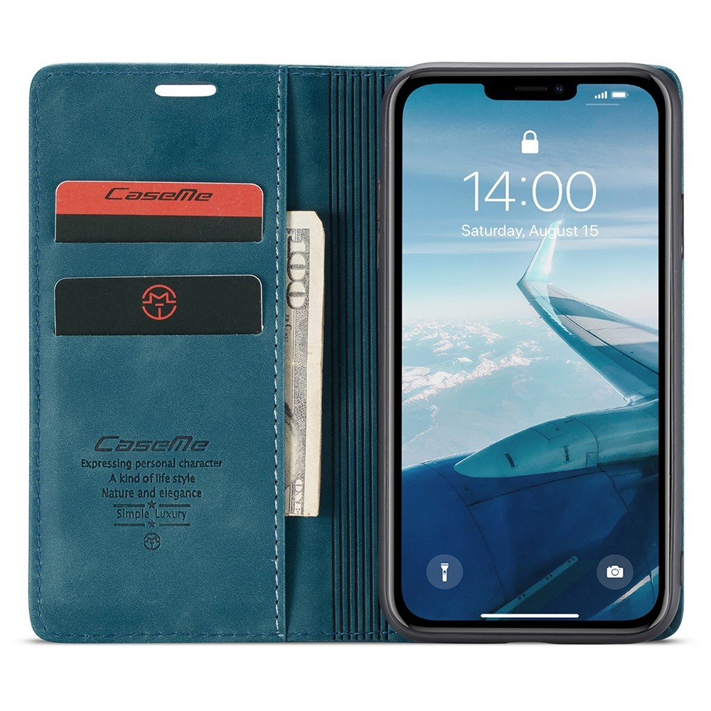 CASEME 013 Serie Brieftasche Aus Leder Mit Automatischer Absorption Für Das IPhone (2019), 6,1 Zoll - Blau-2