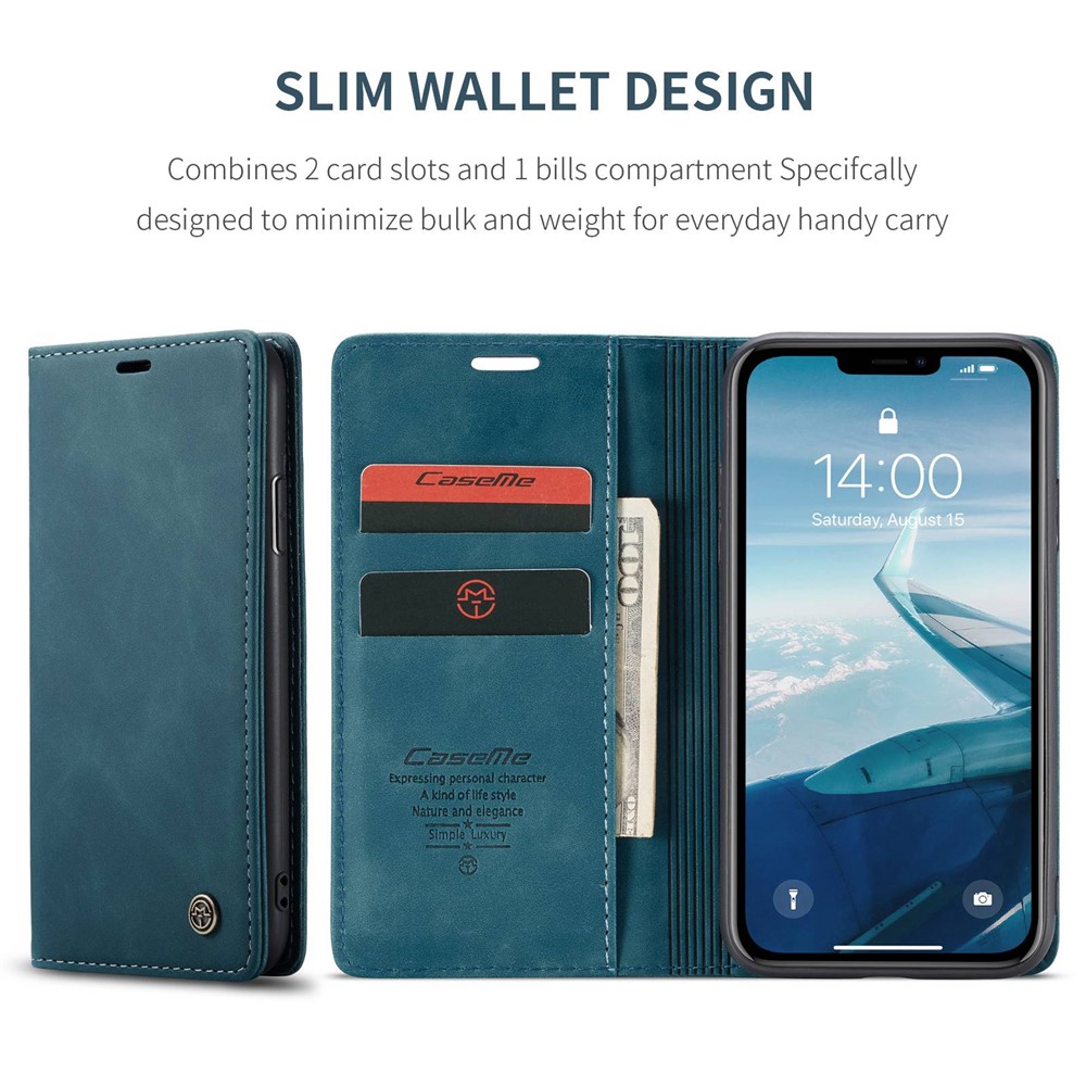 CASEME 013 Serie Brieftasche Aus Leder Mit Automatischer Absorption Für Das IPhone (2019), 6,1 Zoll - Blau-4