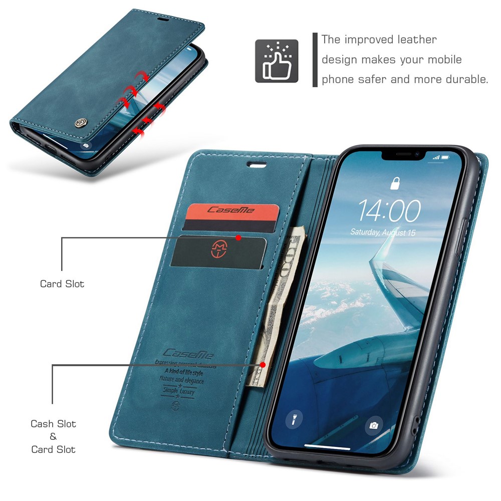 CASEME 013 Serie Brieftasche Aus Leder Mit Automatischer Absorption Für Das IPhone (2019), 6,1 Zoll - Blau-5