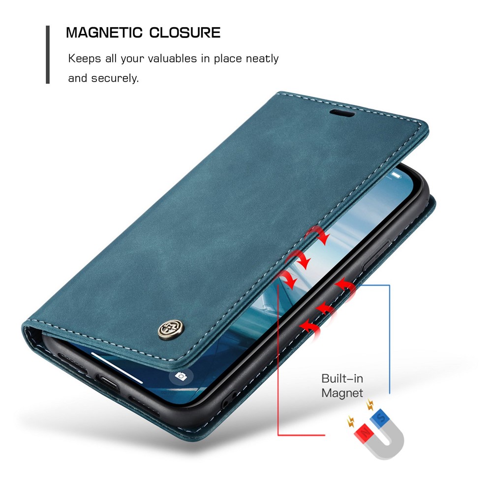 CASEME 013 Serie Brieftasche Aus Leder Mit Automatischer Absorption Für Das IPhone (2019), 6,1 Zoll - Blau-6