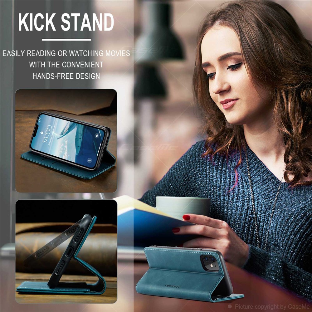 CASEME 013 Serie Brieftasche Aus Leder Mit Automatischer Absorption Für Das IPhone (2019), 6,1 Zoll - Blau-8