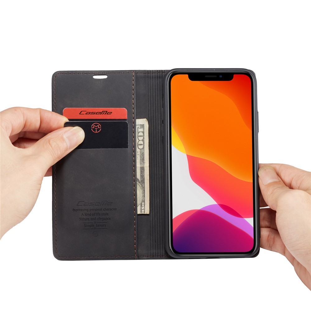 CASEME 013 Series Auto-absorbed Flip Leather Wallet Case for iPhone (2019) 6.5-inch - Black-10