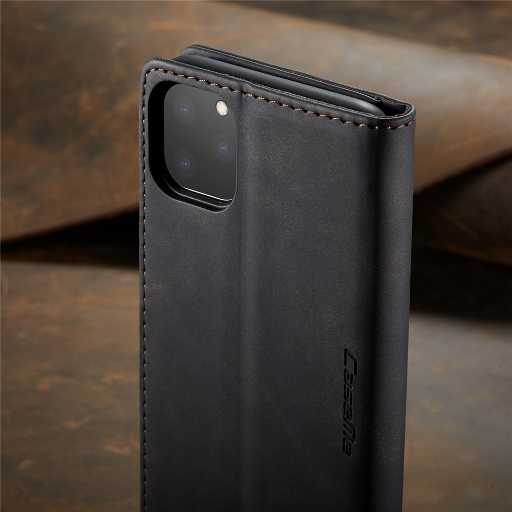 Caseme 013 Series Funda De Billetera De Cuero Flip Absorbida Automática Para IPhone 11 Pro Max 6,5 Pulgadas (2019) - Negro