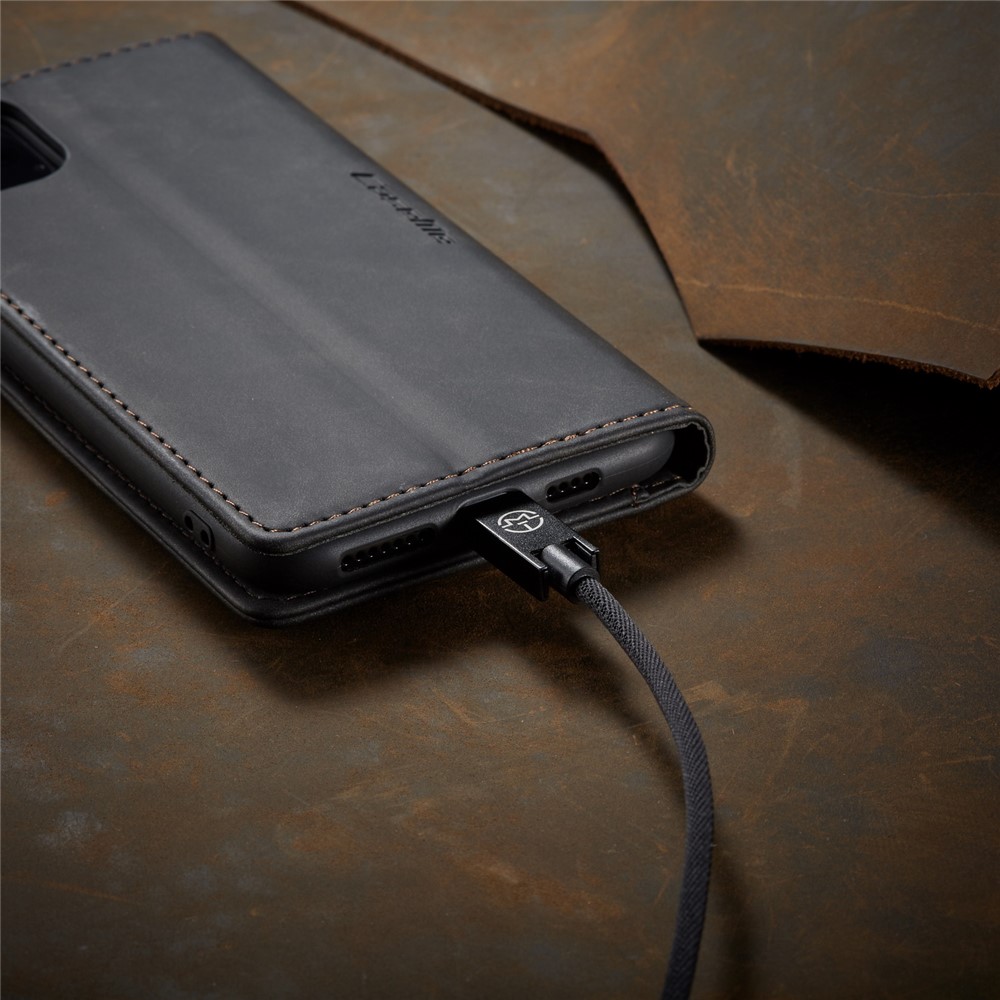 Caseme 013 Series Funda De Billetera De Cuero Flip Absorbida Automática Para IPhone 11 Pro Max 6,5 Pulgadas (2019) - Negro