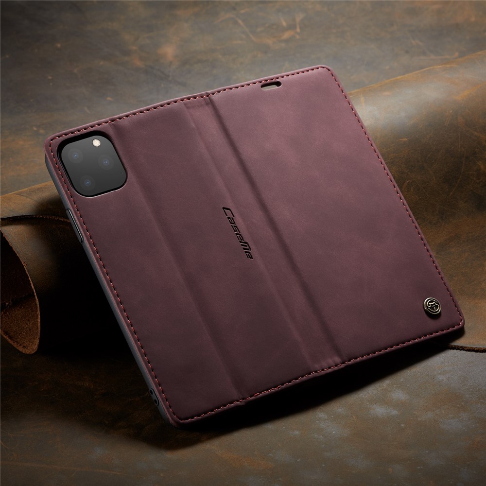 CaseM 013 Series Auto-absorção De Carteira De Couro Flip Para Iphone 11 Pro Max 6.5 Polegadas (2019) - Vinho Vermelho-12