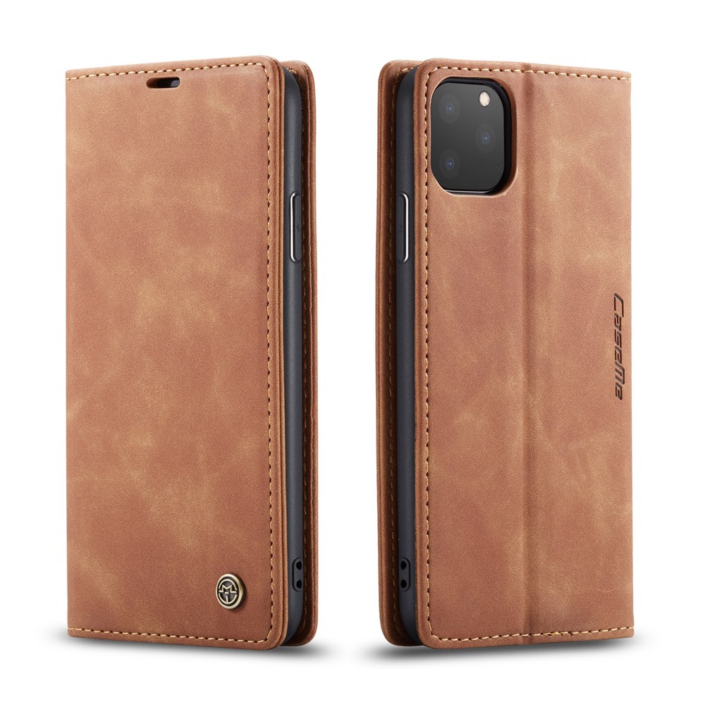 Etui Portefeuille En Cuir À Absorption Automatique Avec Rabat CASEME Série 013 Pour IPhone (2019) 6,5 Pouces - Marron-1