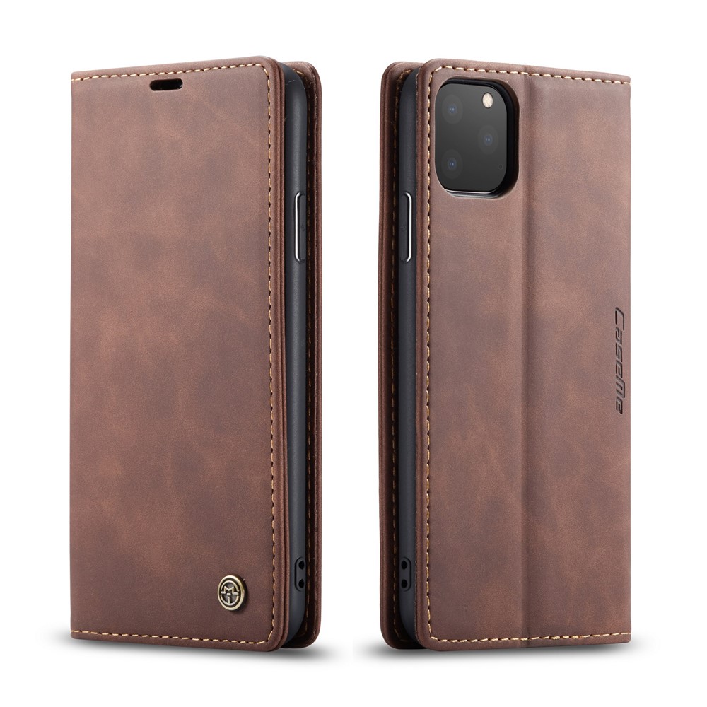 CASEME 013 Series Auto-absorbed Flip Leather Wallet Case for iPhone 11 Pro Max 6.5 inch (2019) - Coffee-1