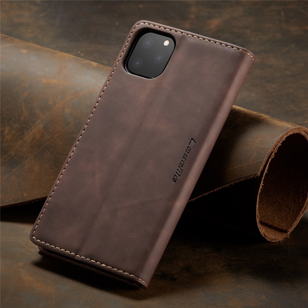 CASEME 013 Series Auto-absorbed Flip Leather Wallet Case for iPhone 11 Pro Max 6.5 inch (2019) - Coffee-11