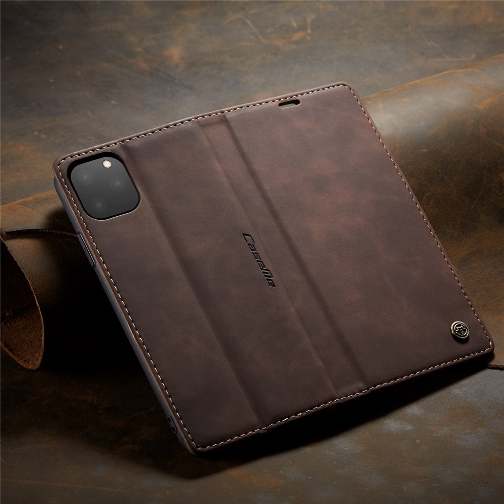 CASEME 013 Series Auto-absorbed Flip Leather Wallet Case for iPhone 11 Pro Max 6.5 inch (2019) - Coffee-12
