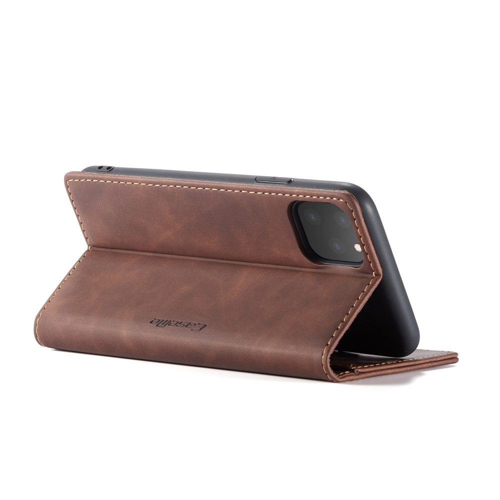 CASEME 013 Series Auto-absorbed Flip Leather Wallet Case for iPhone 11 Pro Max 6.5 inch (2019) - Coffee-5