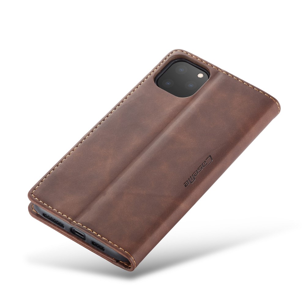CASEME 013 Series Auto-absorbed Flip Leather Wallet Case for iPhone 11 Pro Max 6.5 inch (2019) - Coffee-7