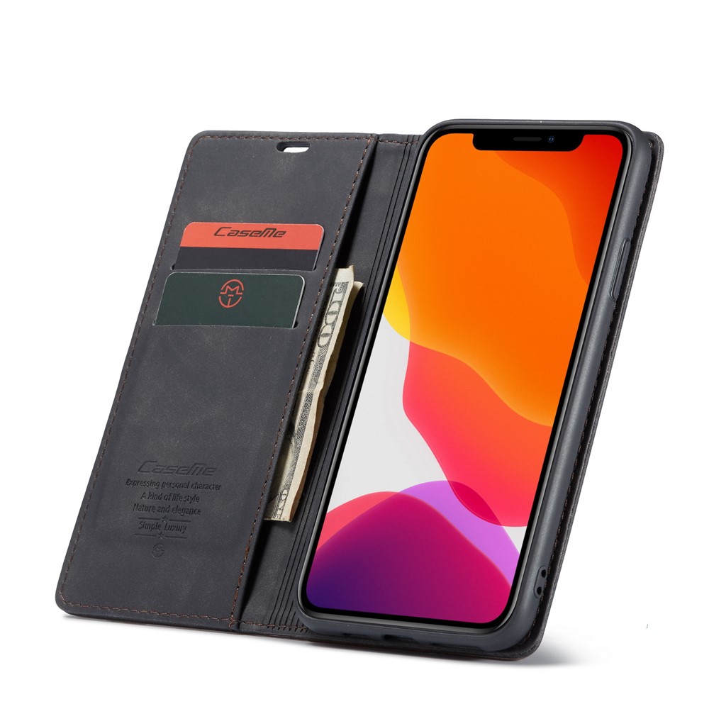 Caseme 013 Série Auto-absorbed le Cuir Portefeuille Pour Iphone 11 Pro 5.8-pouces (2019) - le Noir