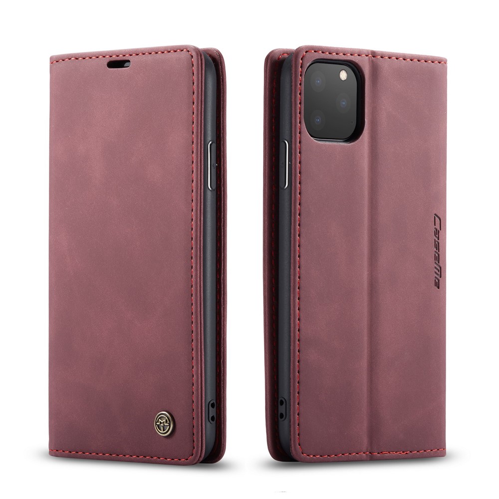 Caso De Carteira De Couro Auto-absorvido CASEME 013 Série Para Iphone (2019) 5,8 Polegadas - Vermelho-1