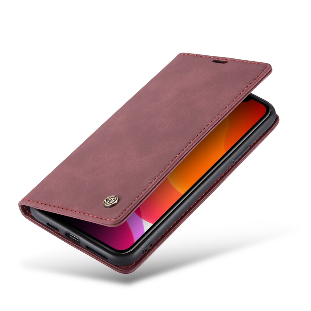 Caso De Carteira De Couro Auto-absorvido CASEME 013 Série Para Iphone (2019) 5,8 Polegadas - Vermelho-8