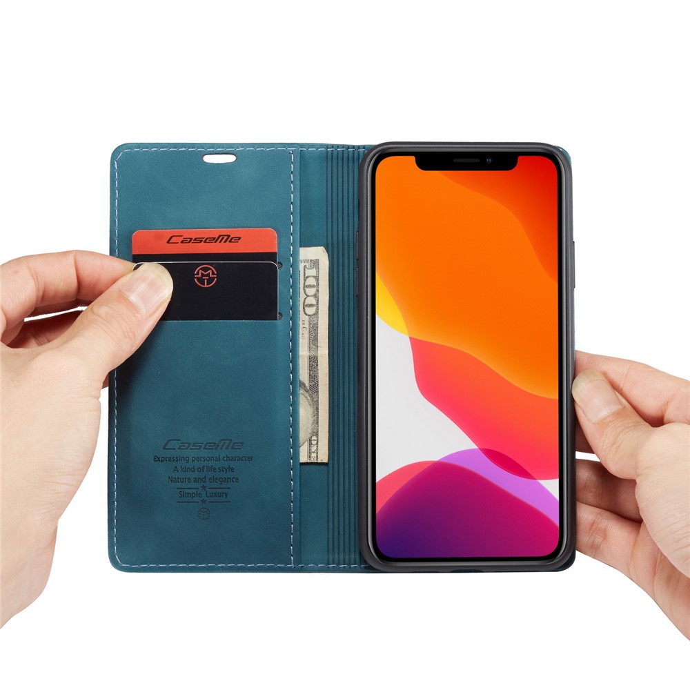 CASEME 013 Series Auto-absorbed Leather Wallet Case for iPhone 11 Pro 5.8-inch (2019) - Blue-9