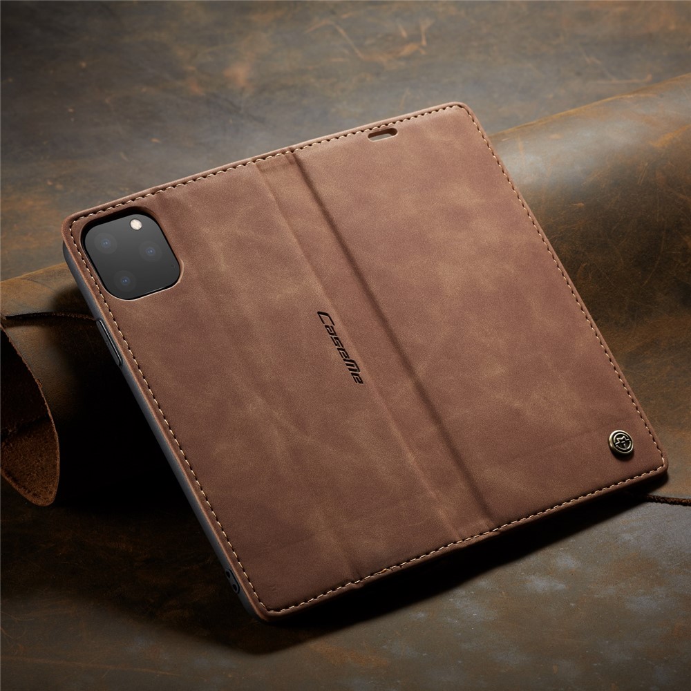 Caso De Carteira De Couro Auto-absorvido CASEME 013 Série Para Iphone (2019) 5,8 Polegadas - Castanho-12