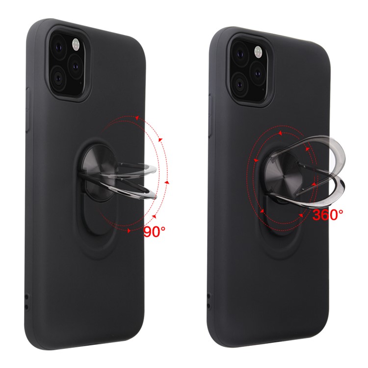 Detachable PC + TPU Hybrid Case with Finger Ring Kickstand Shell for iPhone (2019) 6.5-inch - Black-4