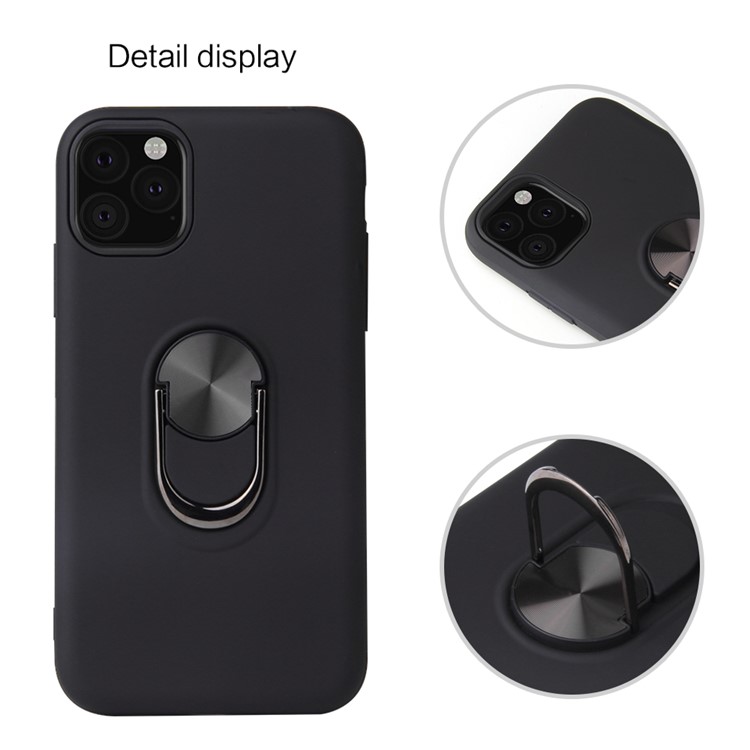 Detachable PC + TPU Hybrid Case with Finger Ring Kickstand Shell for iPhone (2019) 6.5-inch - Black-6