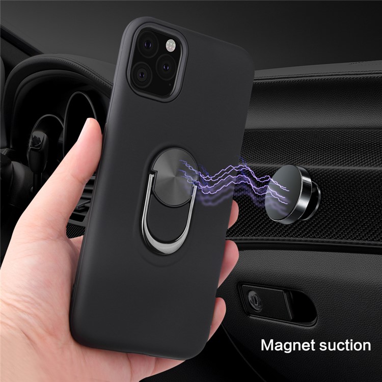 Detachable PC + TPU Hybrid Case with Finger Ring Kickstand Shell for iPhone (2019) 6.5-inch - Black-8