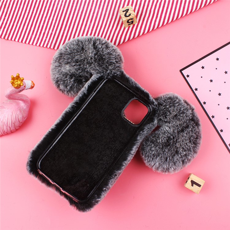 Lucky Dog Shape Fur Coated Soft TPU Back Case for iPhone (2019) 6.5-inch - Grey-2