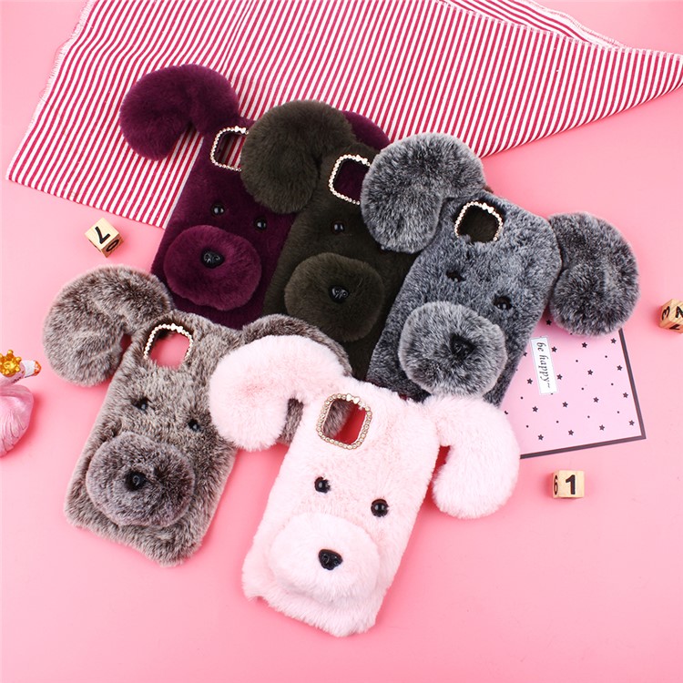 Lucky Dog Shape Fur Coated Soft TPU Back Case for iPhone (2019) 6.5-inch - Grey-8