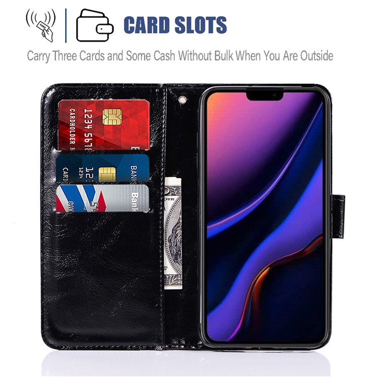 Vintage Premium PU Leather Wallet Phone Case for Apple iPhone (2019) 6.5-inch - Black-5