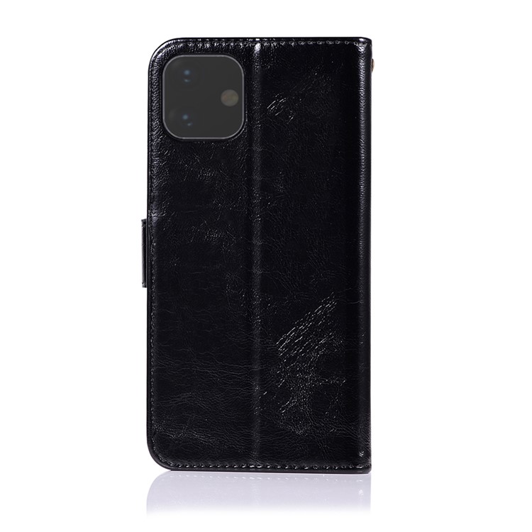 Premium Vintage Leather Wallet Phone Case with Lanyard for Apple iPhone (2019) 6.1-inch - Black-3