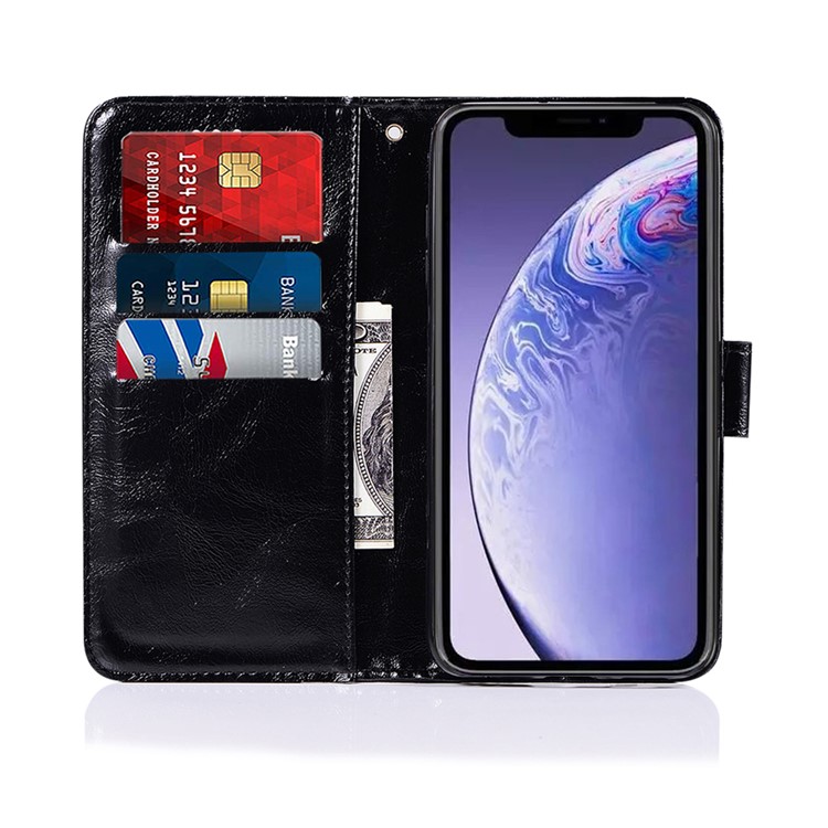 Premium Vintage Leather Wallet Phone Case with Lanyard for Apple iPhone (2019) 6.1-inch - Black-4