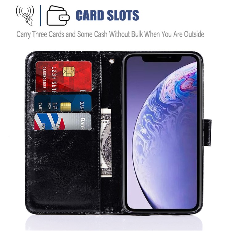 Premium Vintage Leather Wallet Phone Case with Lanyard for Apple iPhone (2019) 6.1-inch - Black-5